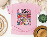Hello Fourth Grade in Blossom Comfort Colors 1717 tee