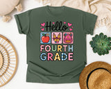 Hello Fourth Grade in Moss Comfort Colors 1717 tee