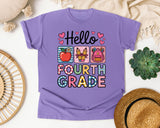 Hello Fourth Grade in Violet Comfort Colors 1717 tee