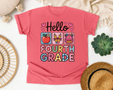 Hello Fourth Grade in Watermelon Comfort Colors 1717 tee