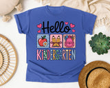 Hello Kindergarten in Flo Blue Comfort Colors 1717 tee