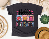 Hello Kindergarten in Graphite Comfort Colors 1717 tee