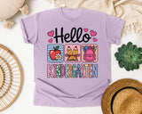 Hello Kindergarten in Orchid Comfort Colors 1717 tee