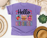 Hello Kindergarten in Violet Comfort Colors 1717 tee