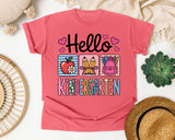 Hello Kindergarten in Watermelon Comfort Colors 1717 tee
