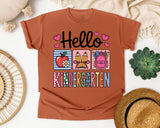 Hello Kindergarten in Yam Comfort Colors 1717 tee