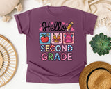 Hello Second Grade in Berry Comfort Colors 1717 tee