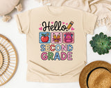 Hello Second Grade in Ivory Comfort Colors 1717 tee