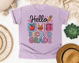 Hello Second Grade in Orchid Comfort Colors 1717 tee