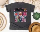 Hello Second Grade in Pepper Comfort Colors 1717 tee