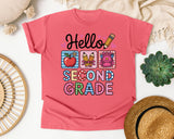 Hello Second Grade in Watermelon Comfort Colors 1717 tee