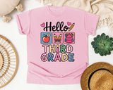 Hello Third Grade in Blossom Comfort Colors 1717 tee