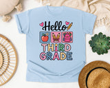 Hello Third Grade in Chambray Comfort Colors 1717 tee