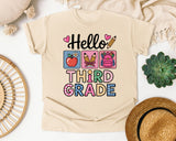 Hello Third Grade in Ivory Comfort Colors 1717 tee