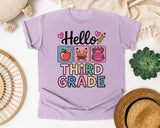 Hello Third Grade in Orchid Comfort Colors 1717 tee