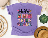 Hello Third Grade in Violet Comfort Colors 1717 tee