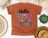 Hello Third Grade in Yam Comfort Colors 1717 tee