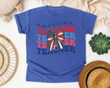 American Teacher Retro in Flo Blue Comfort Colors 1717 tee