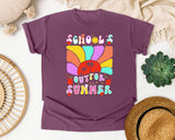 School's Out For Summer Retro in Berry Comfort Colors 1717 tee