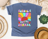 School's Out For Summer Retro in Blue Jean Comfort Colors 1717 tee