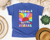 School's Out For Summer Retro in Flo Blue Comfort Colors 1717 tee