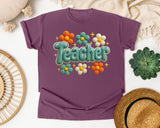 Teacher Daisy Stitch in Berry Comfort Colors 1717 tee
