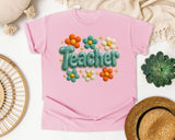 Teacher Daisy Stitch in Blossom Comfort Colors 1717 tee
