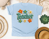 Teacher Daisy Stitch in Chambray Comfort Colors 1717 tee