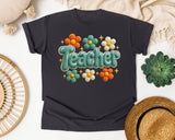 Teacher Daisy Stitch in Graphite Comfort Colors 1717 tee
