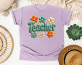 Teacher Daisy Stitch in Orchid Comfort Colors 1717 tee