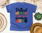 Proud Mama Of A Kindergarten Graduate 2026 in Flo Blue Comfort Colors 1717 tee
