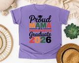 Proud Mama Of A Kindergarten Graduate 2026 in Violet Comfort Colors 1717 tee
