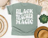 Black Teacher Magic Light Print in Bay Comfort Colors 1717 tee