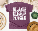 Black Teacher Magic Light Print in Berry Comfort Colors 1717 tee