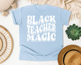 Black Teacher Magic Light Print in Chambray Comfort Colors 1717 tee