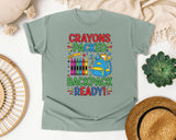 Crayons Packed Backpack Ready in Bay Comfort Colors 1717 tee