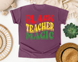 Black Teacher Magic Retro in Berry Comfort Colors 1717 tee
