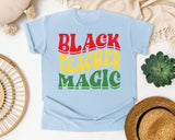 Black Teacher Magic Retro in Chambray Comfort Colors 1717 tee