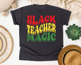 Black Teacher Magic Retro in Graphite Comfort Colors 1717 tee