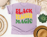 Black Teacher Magic Retro in Orchid Comfort Colors 1717 tee