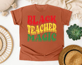 Black Teacher Magic Retro in Yam Comfort Colors 1717 tee