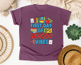 First Day Of School Vibes in Berry Comfort Colors 1717 tee