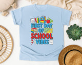 First Day Of School Vibes in Chambray Comfort Colors 1717 tee