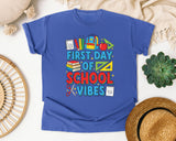 First Day Of School Vibes in Flo Blue Comfort Colors 1717 tee