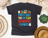 First Day Of School Vibes in Graphite Comfort Colors 1717 tee
