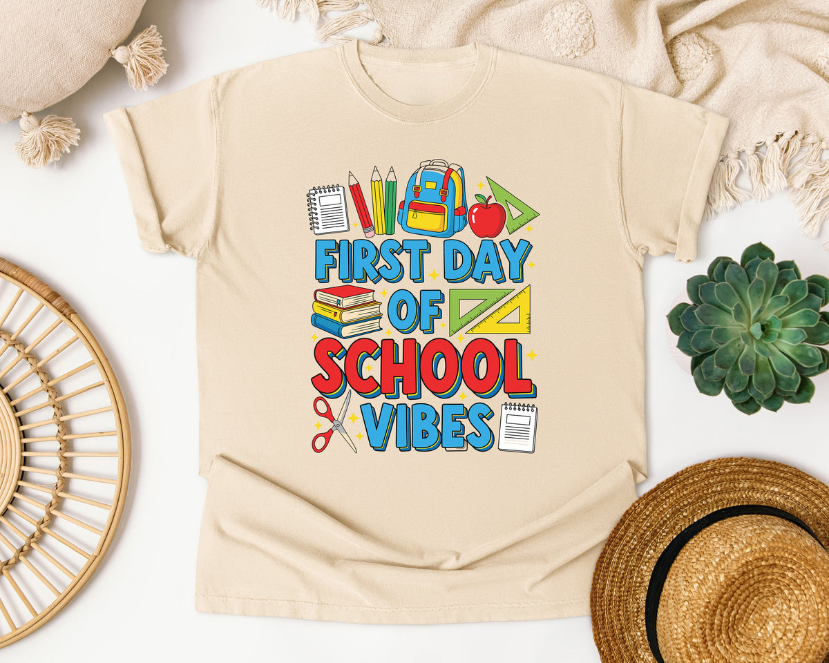 First Day Of School Vibes in Ivory Comfort Colors 1717 tee