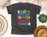 First Day Of School Vibes in Pepper Comfort Colors 1717 tee