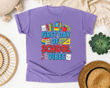 First Day Of School Vibes in Violet Comfort Colors 1717 tee