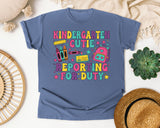 Kindergarten Cutie Reporting For Duty in Blue Jean Comfort Colors 1717 tee