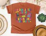 Kindergarten Cutie Reporting For Duty in Yam Comfort Colors 1717 tee